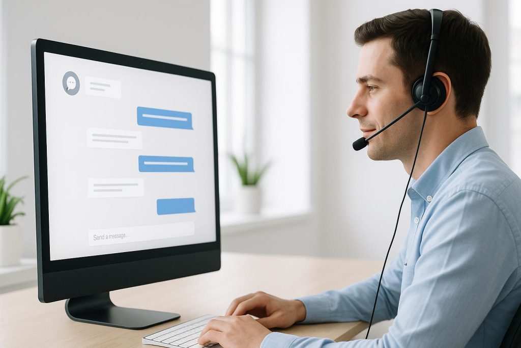 کارشناس پشتیبانی در حال پاسخگویی سریع به مشتری برای افزایش رضایت و فروش